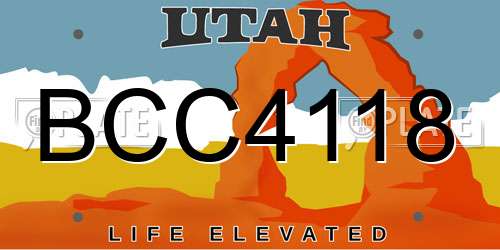 BCC4118 Utah License Plate