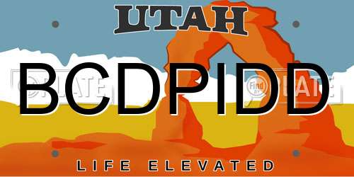 BCDPIDD Utah License Plate