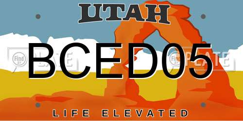 BCED05 Utah License Plate