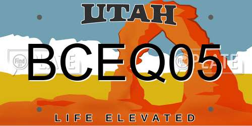 BCEQ05 Utah License Plate