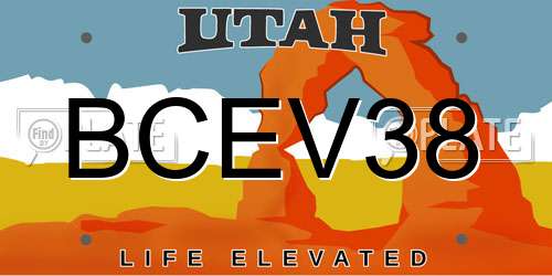 BCEV38 Utah License Plate