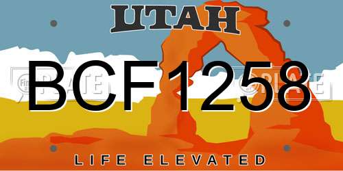 BCF1258 Utah License Plate
