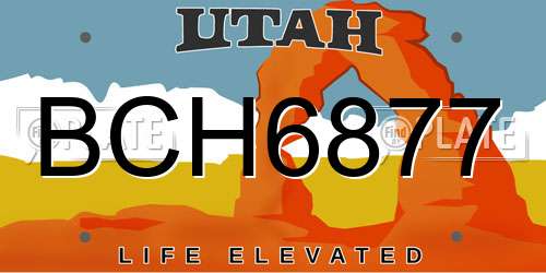 BCH6877 Utah License Plate