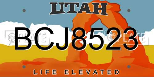 BCJ8523 Utah License Plate