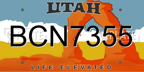 BCN7355 Utah License Plate