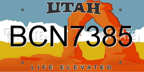 BCN7385 Utah License Plate
