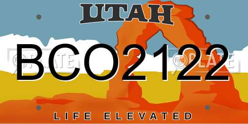 BCO2122 Utah License Plate