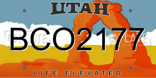 BCO2177 Utah License Plate