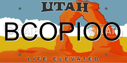 BCOPIOO Utah License Plate