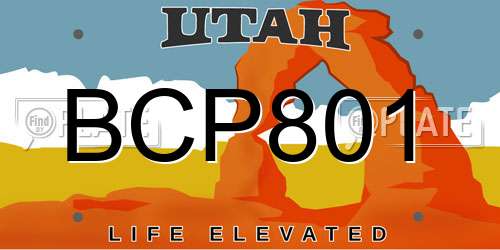 BCP801 Utah License Plate
