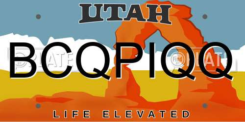 BCQPIQQ Utah License Plate