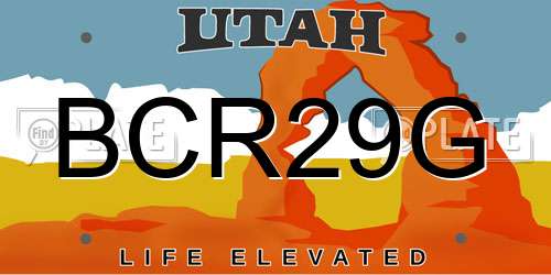 BCR29G Utah License Plate