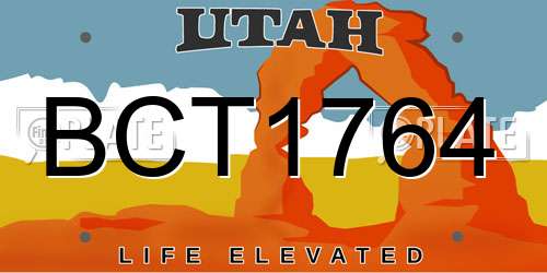 BCT1764 Utah License Plate