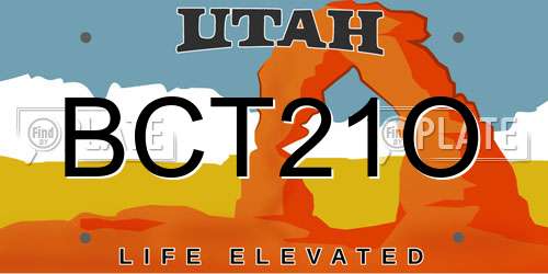 BCT21O Utah License Plate