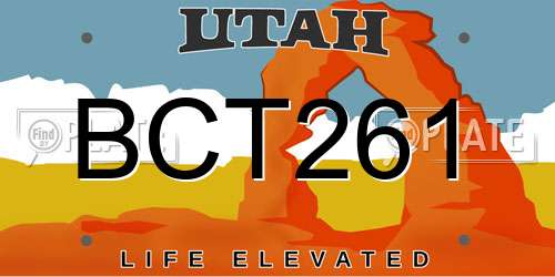 BCT261 Utah License Plate
