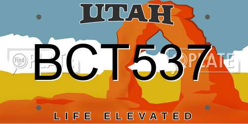BCT537 Utah License Plate