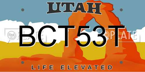 BCT53T Utah License Plate