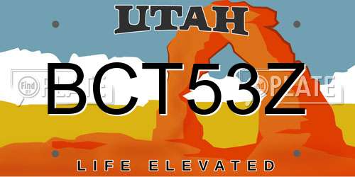 BCT53Z Utah License Plate