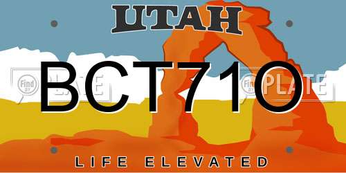 BCT71O Utah License Plate