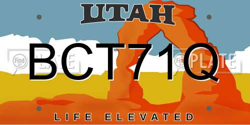 BCT71Q Utah License Plate