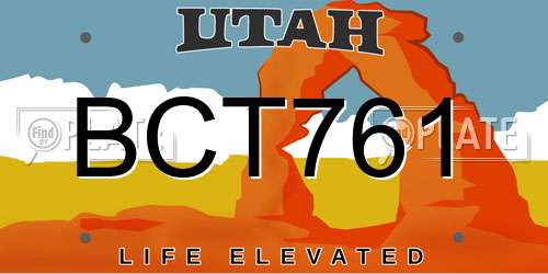 BCT761 Utah License Plate