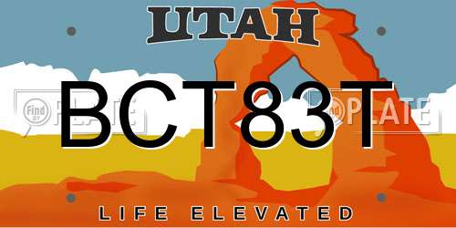 BCT83T Utah License Plate