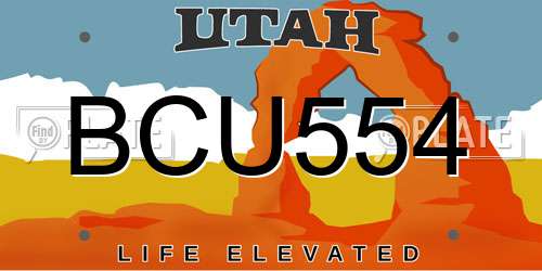 BCU554 Utah License Plate
