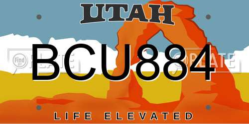 BCU884 Utah License Plate