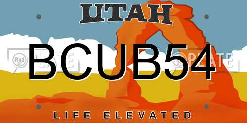 BCUB54 Utah License Plate