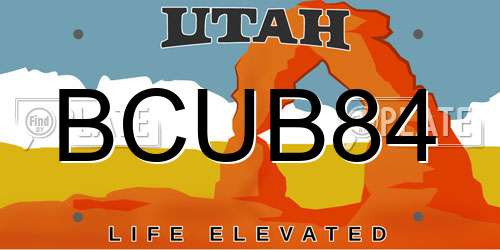 BCUB84 Utah License Plate