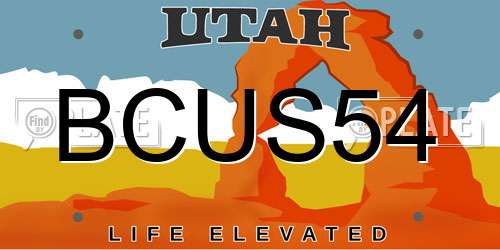 BCUS54 Utah License Plate