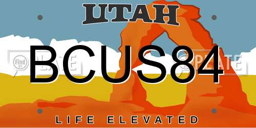 BCUS84 Utah License Plate