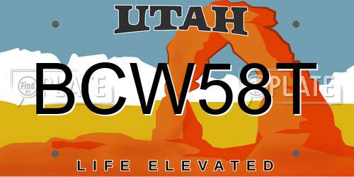 BCW58T Utah License Plate