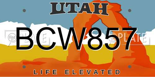 BCW857 Utah License Plate