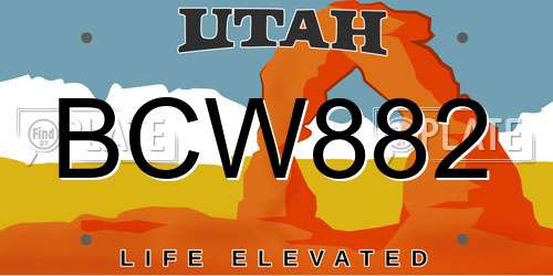 BCW882 Utah License Plate