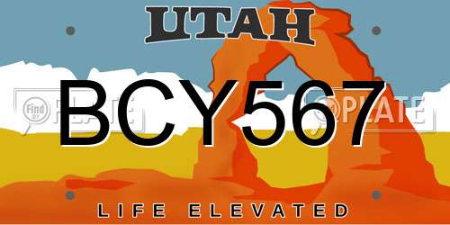 BCY567 Utah License Plate