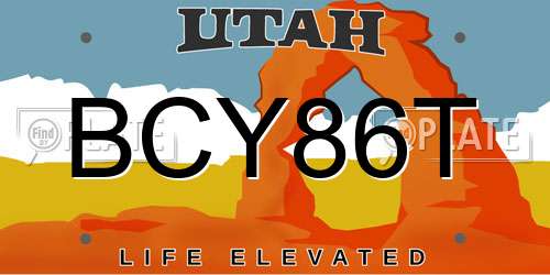 BCY86T Utah License Plate