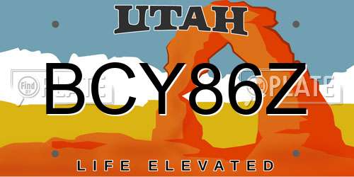 BCY86Z Utah License Plate