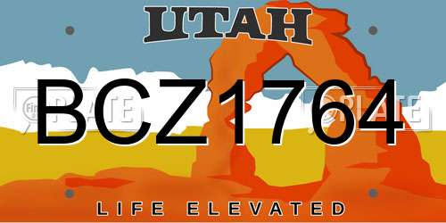 BCZ1764 Utah License Plate