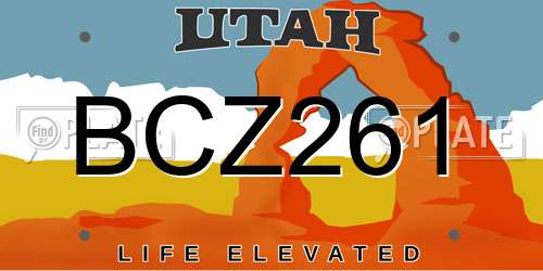 BCZ261 Utah License Plate
