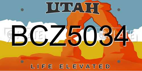 BCZ5034 Utah License Plate