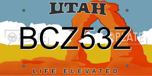 BCZ53Z Utah License Plate