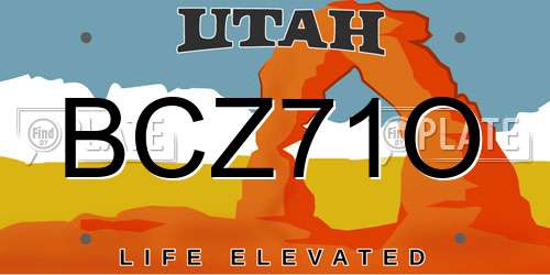 BCZ71O Utah License Plate