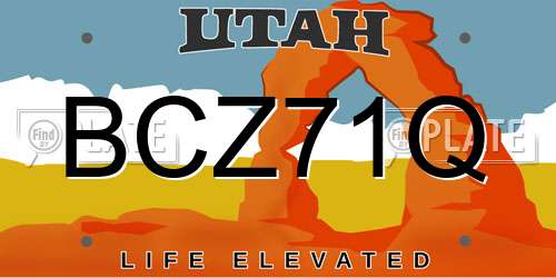 BCZ71Q Utah License Plate