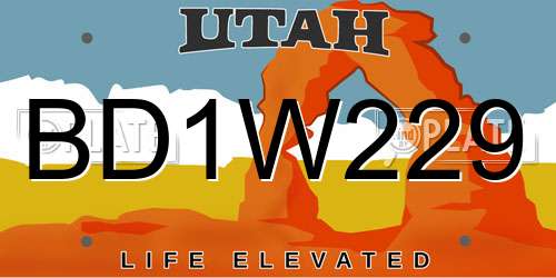 BD1W229 Utah License Plate