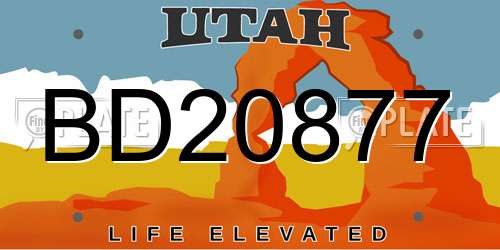 BD20877 Utah License Plate