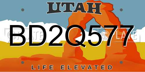 BD2Q577 Utah License Plate