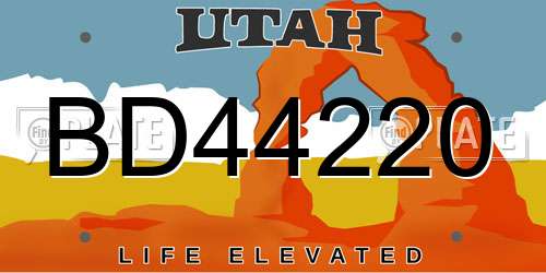 BD44220 Utah License Plate