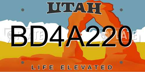 BD4A220 Utah License Plate