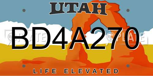BD4A270 Utah License Plate